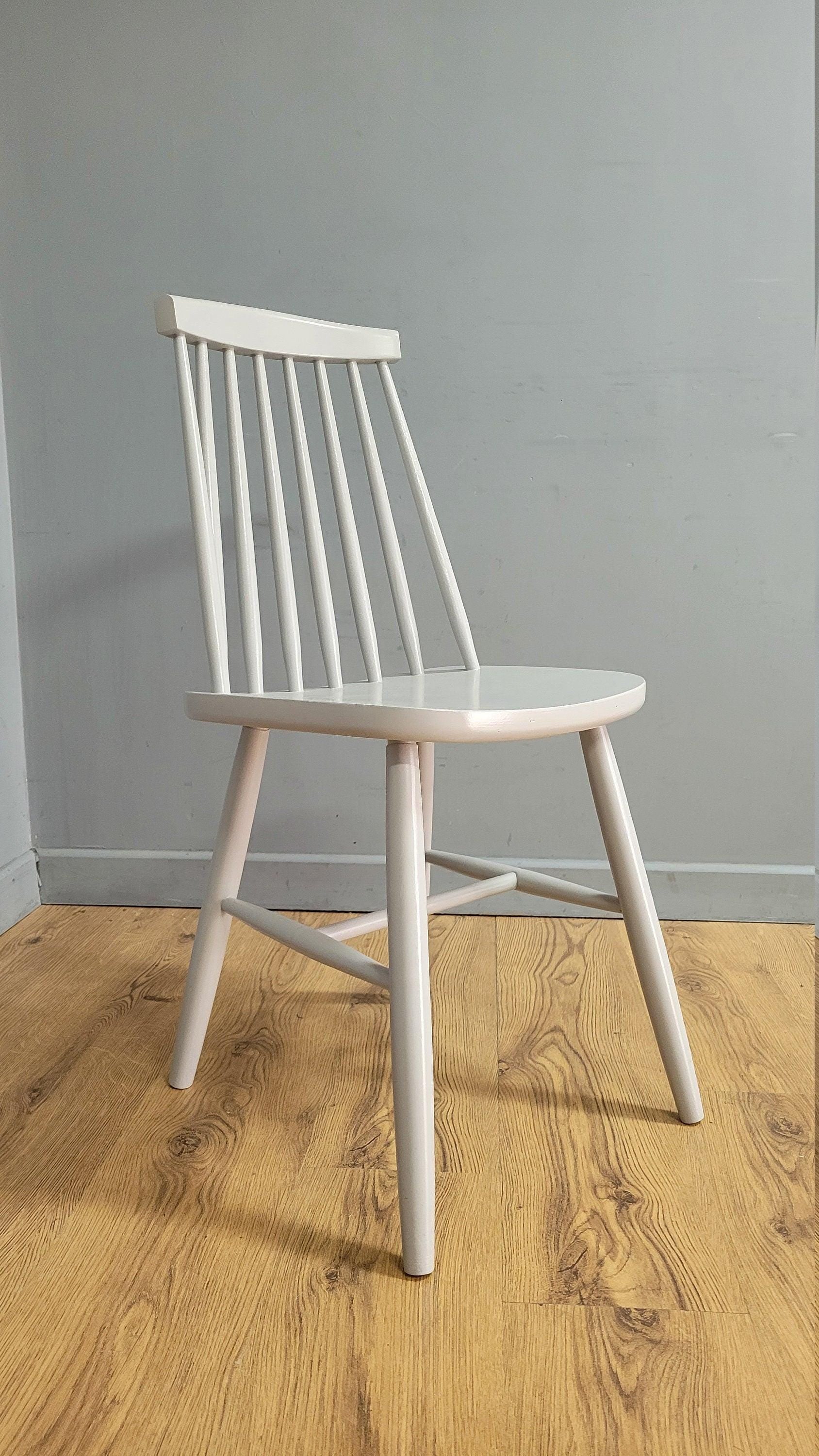 Mid Century Style Grey Stick Back Chair Ideal Bedroom Office Desk Chair