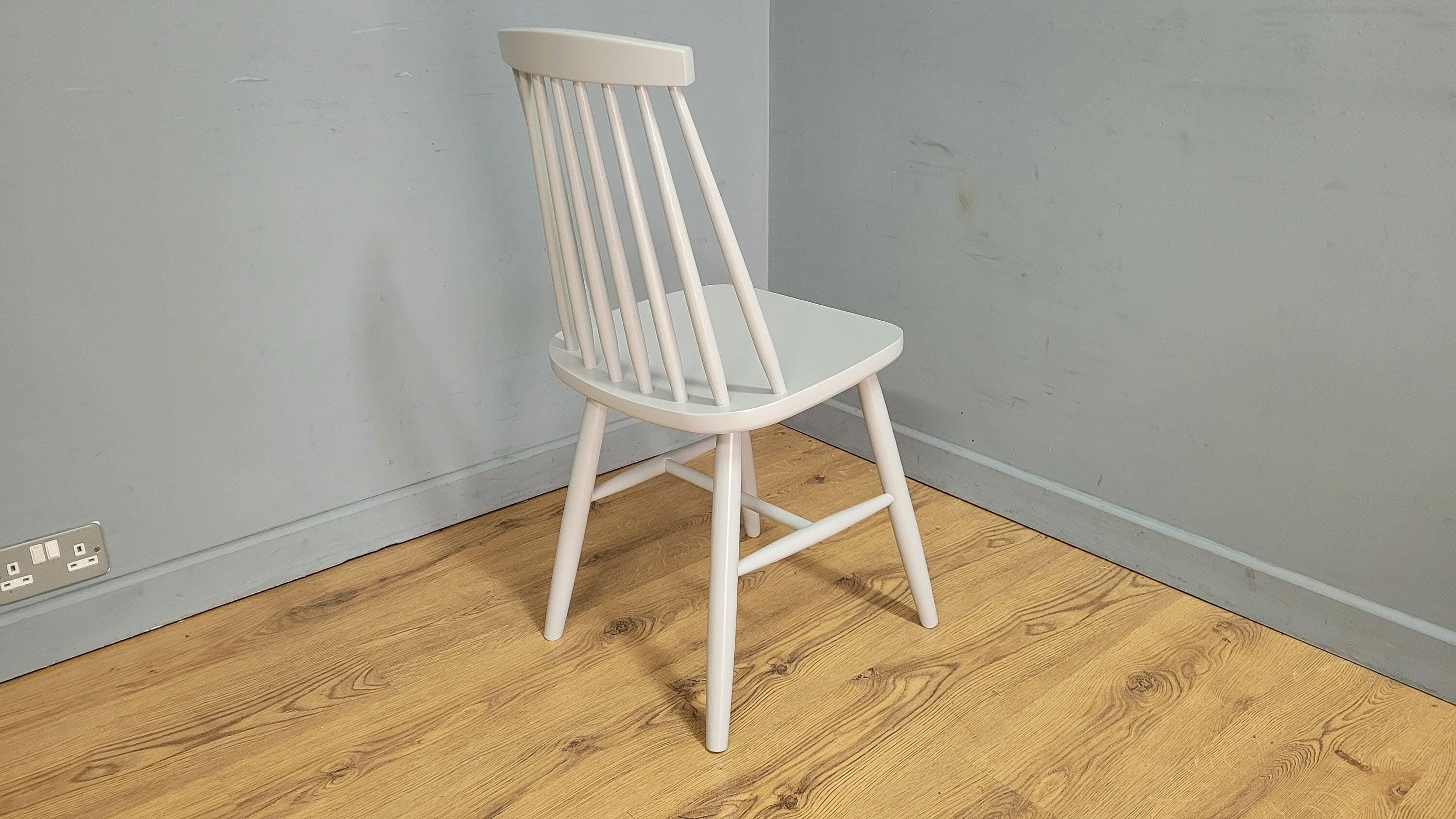 Mid Century Style Grey Stick Back Chair Ideal Bedroom Office Desk Chair