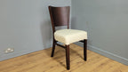 Dark Wood Side Chair – Ivory Faux Leather Seat Ideal Bedroom Office Desk Chair