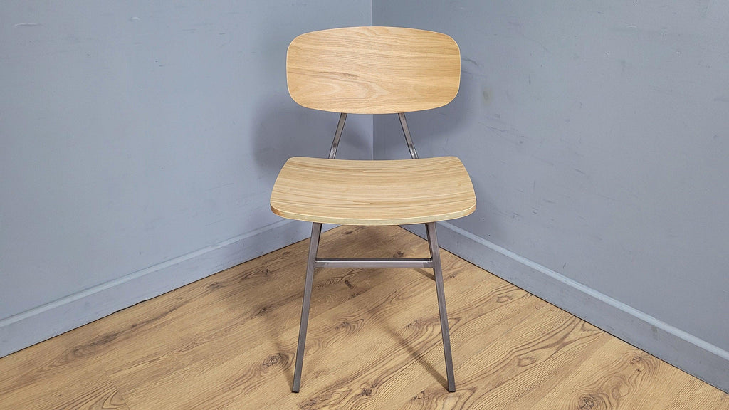 Mid Century Styled Ply Industrial Side Chair Metal Legs Stylish Ply Seat & Back