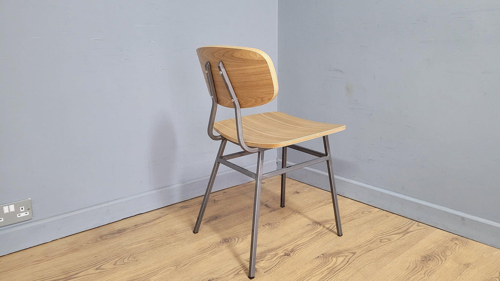 Mid Century Styled Ply Industrial Side Chair Metal Legs Stylish Ply Seat & Back