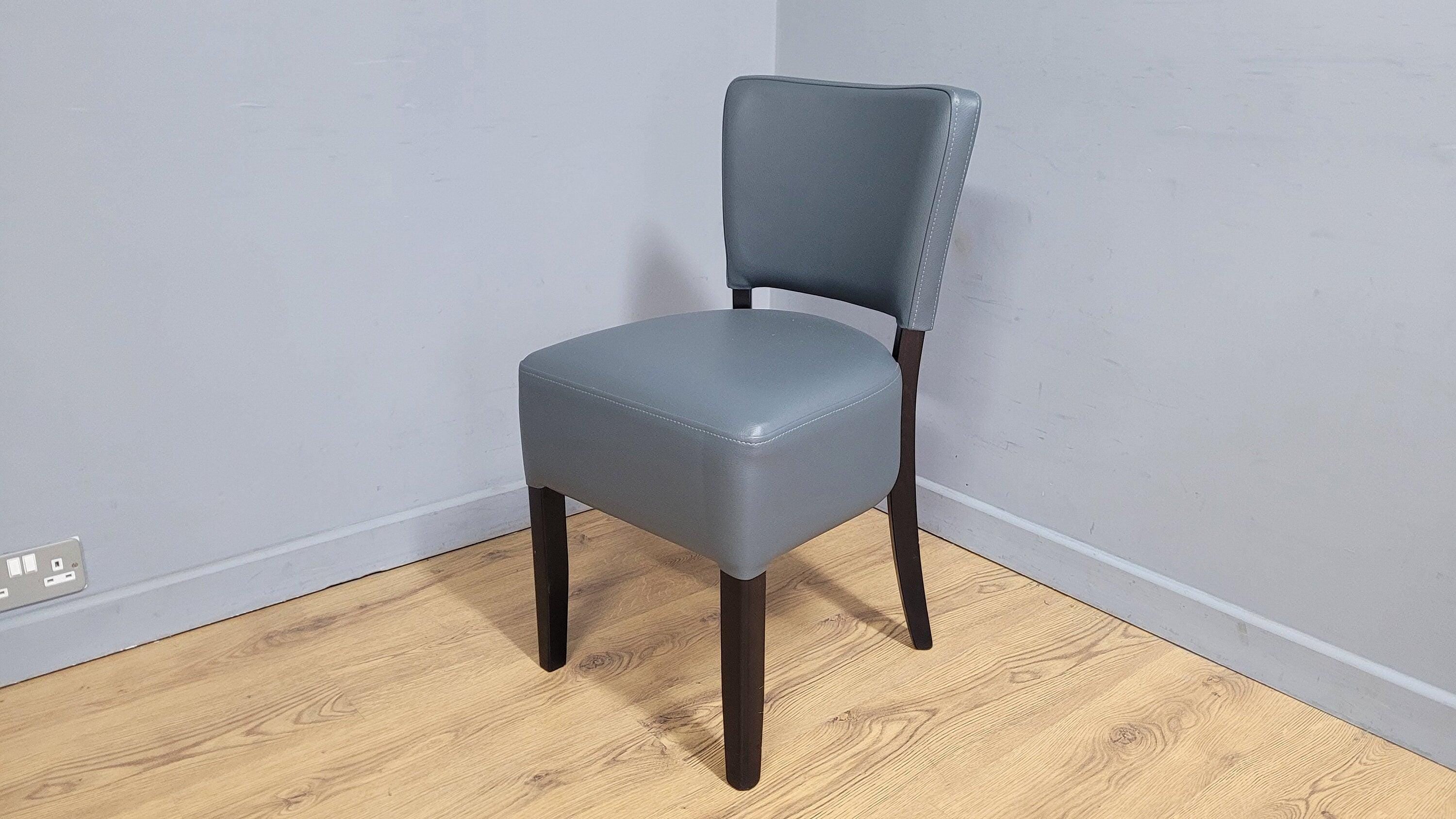 Grey Faux Leather Seat Padded Chair Ideal Bedroom Office Desk Chair
