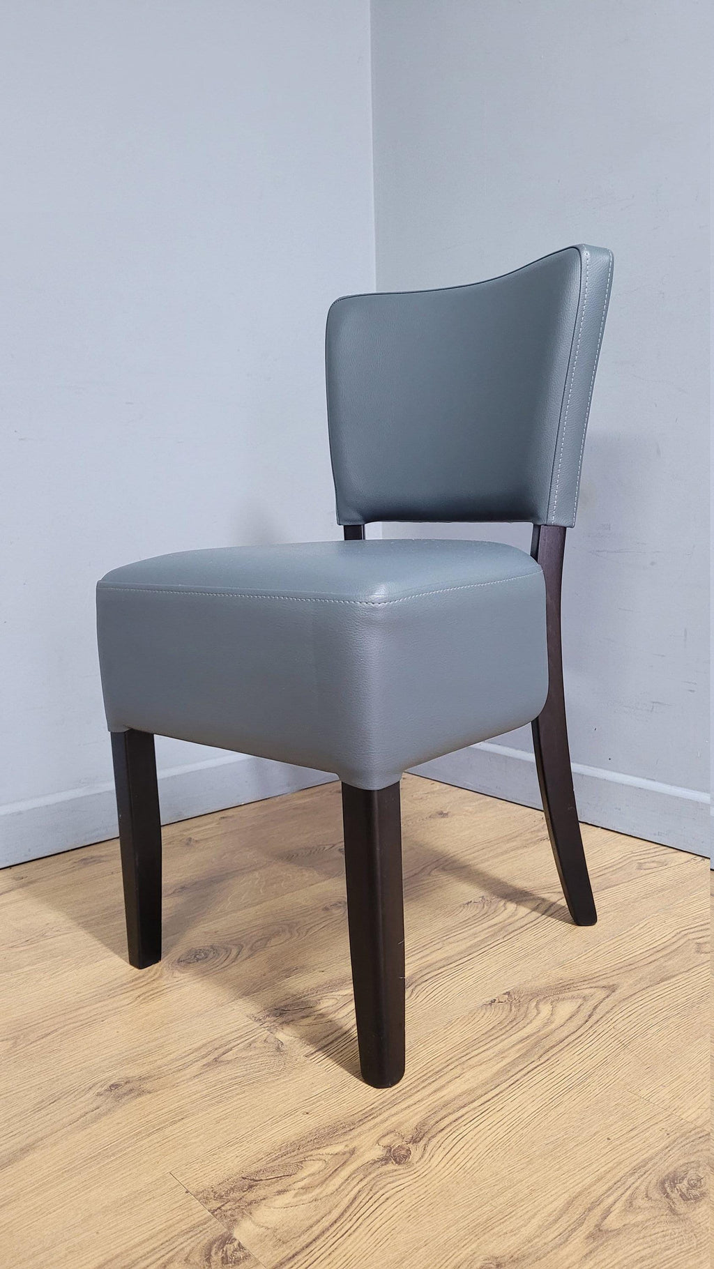 Grey Faux Leather Seat Padded Chair Ideal Bedroom Office Desk Chair