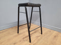 Vintage Industrial Metal Stool Factory Office School Workshop Stool Black Pad