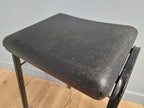 Vintage Industrial Metal Stool Factory Office School Workshop Stool Black Pad