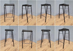 Vintage Industrial Metal Stool Factory Office School Workshop Stool Black Pad