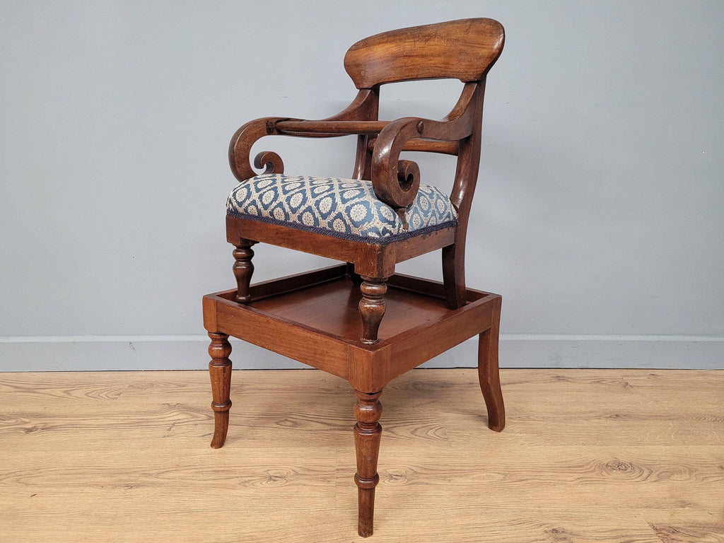 Antique Regency Mahogany Childs Chair On Stand High Chair