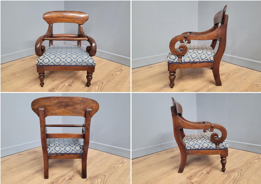 Antique Regency Mahogany Childs Chair On Stand High Chair