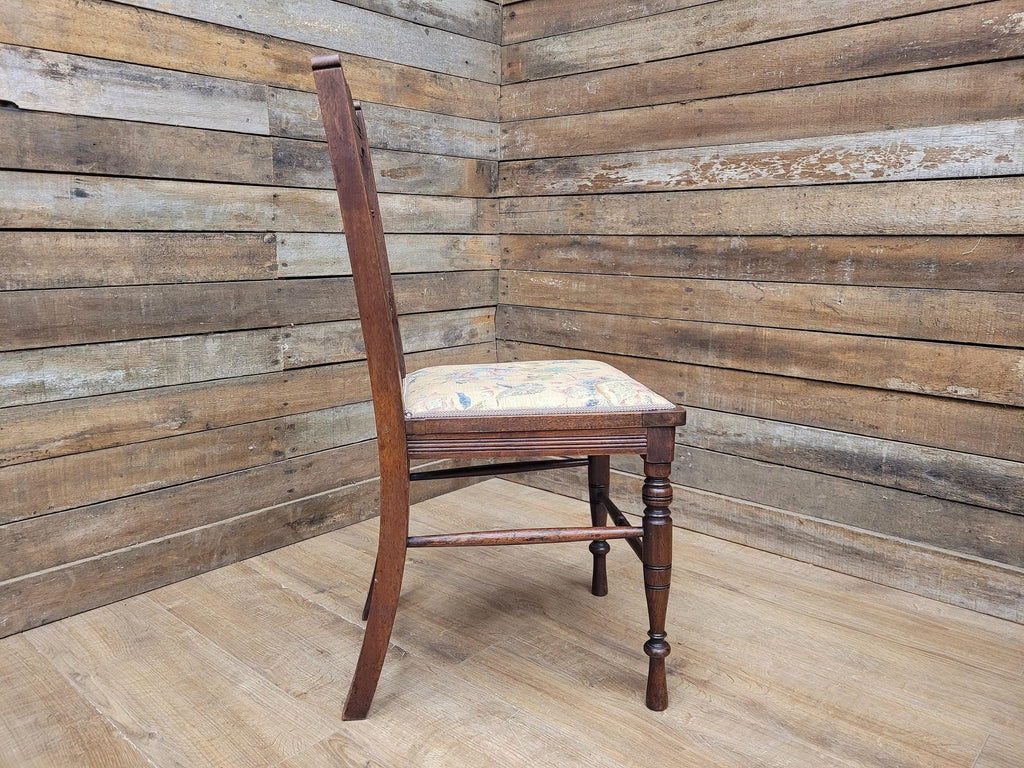 Antique Mahogany Framed Edwardian Hall Bedroom Chair Vintage Floral Fabric