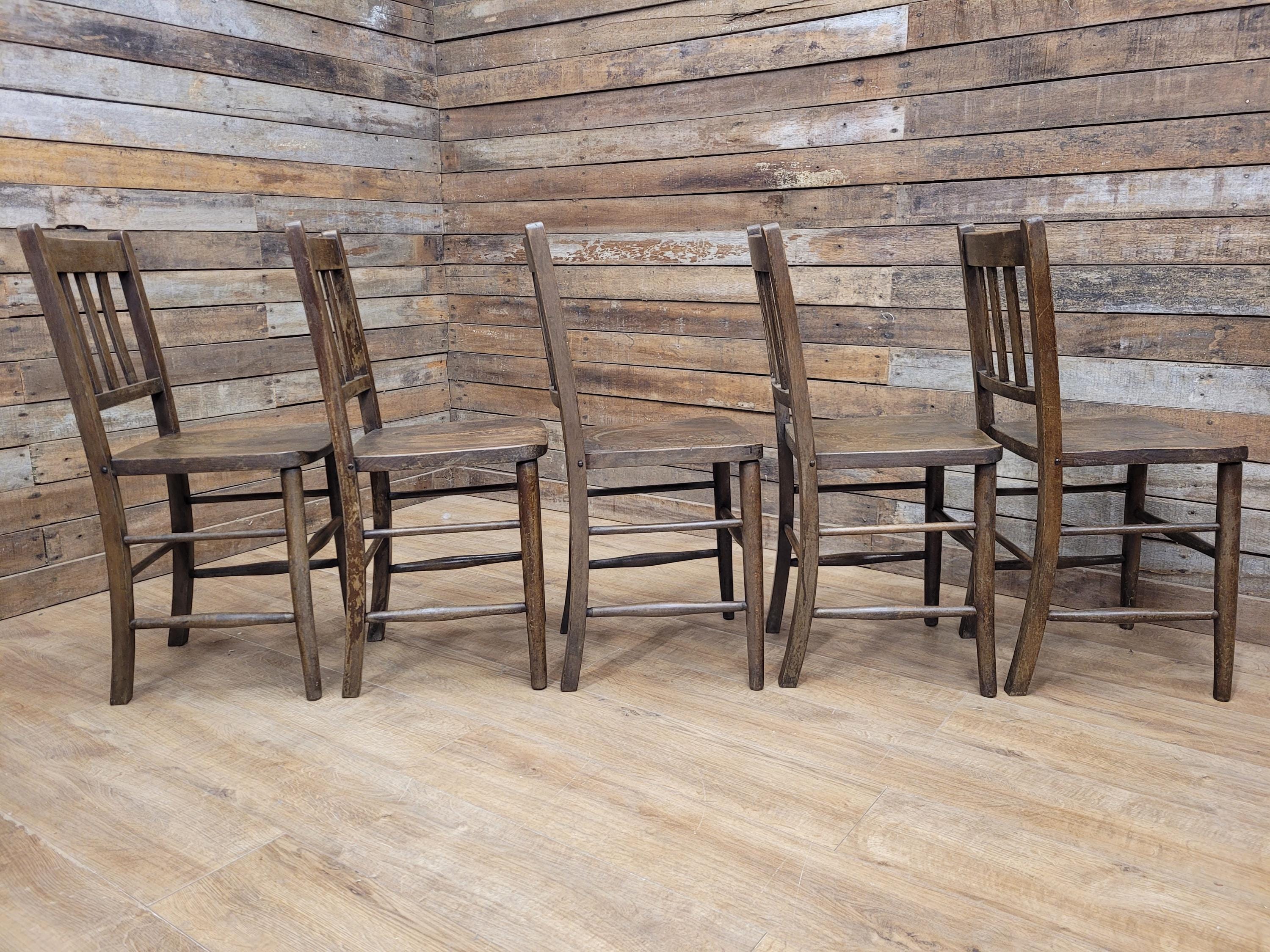 10 Vintage CC41 Herbert E Chapple Utility Chairs Elm & Beech Dining Chairs