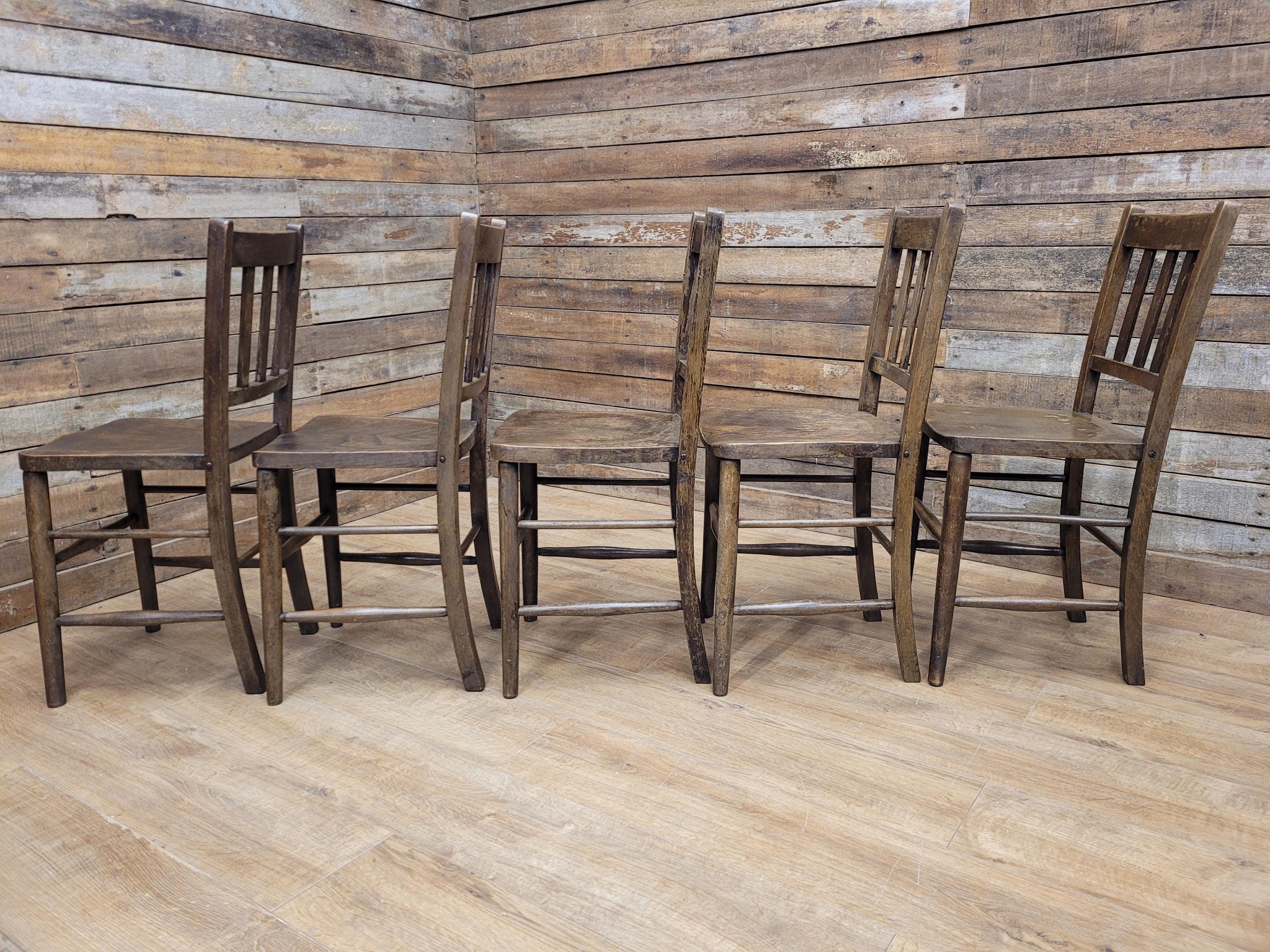 10 Vintage CC41 Herbert E Chapple Utility Chairs Elm & Beech Dining Chairs