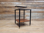 Mid Century Atomic Tiered Side Table Mahogany Black & Brass