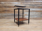 Mid Century Atomic Tiered Side Table Mahogany Black & Brass