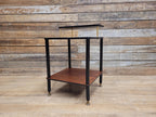 Mid Century Atomic Tiered Side Table Mahogany Black & Brass