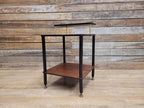 Mid Century Atomic Tiered Side Table Mahogany Black & Brass