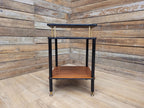 Mid Century Atomic Tiered Side Table Mahogany Black & Brass