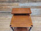 Mid Century Atomic Tiered Side Table Mahogany Black & Brass