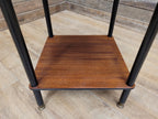 Mid Century Atomic Tiered Side Table Mahogany Black & Brass