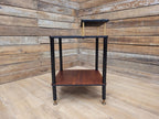 Mid Century Atomic Tiered Side Table Mahogany Black & Brass