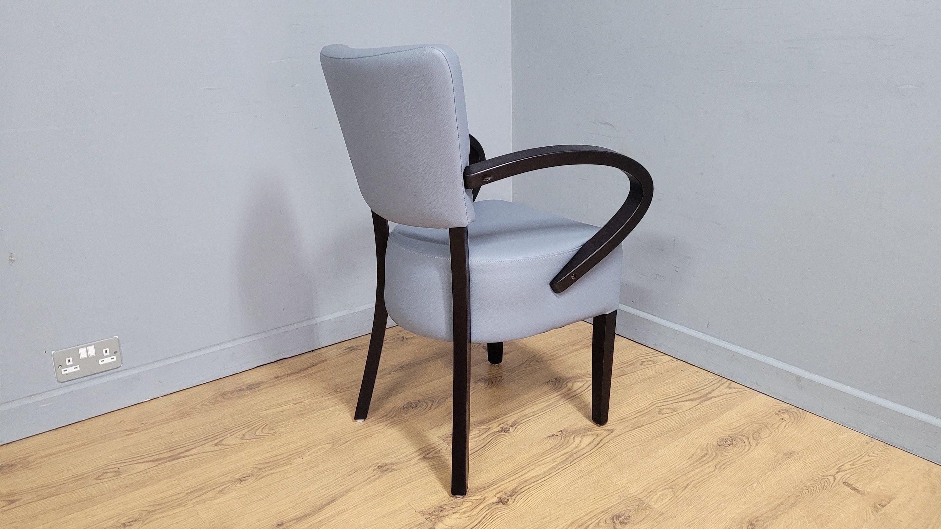 Grey Faux Leather Seat Padded Armchair Ideal Bedroom Office Desk Chair