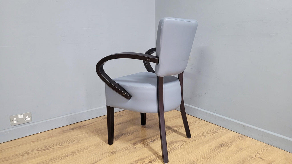 Grey Faux Leather Seat Padded Armchair Ideal Bedroom Office Desk Chair