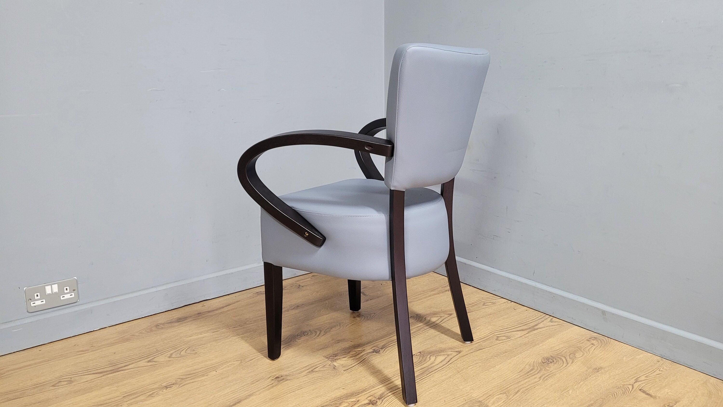 Grey Faux Leather Seat Padded Armchair Ideal Bedroom Office Desk Chair