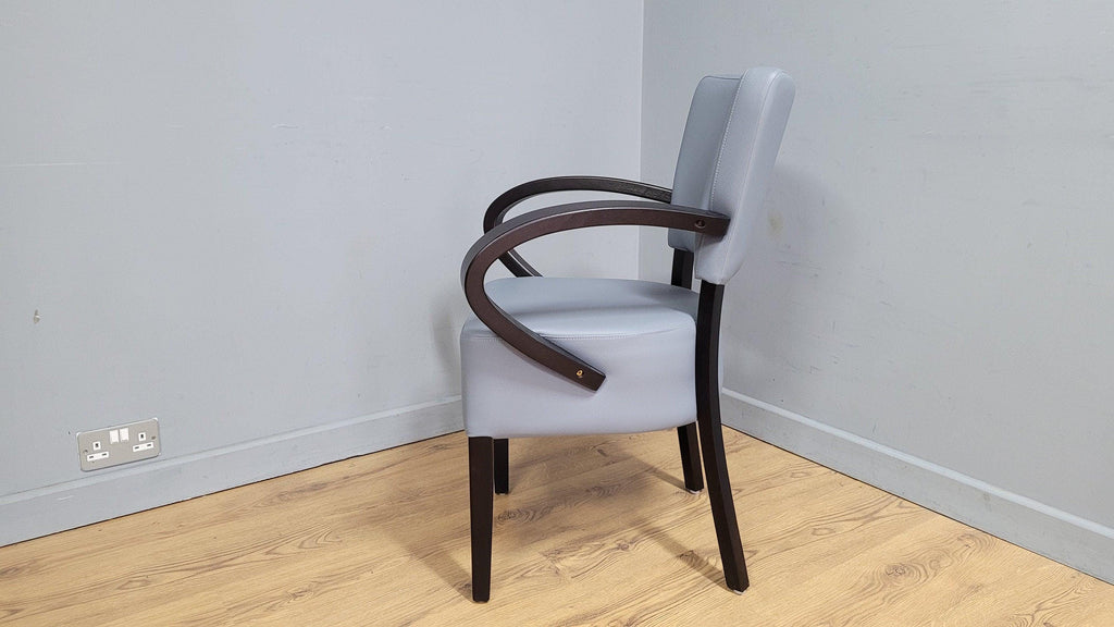Grey Faux Leather Seat Padded Armchair Ideal Bedroom Office Desk Chair