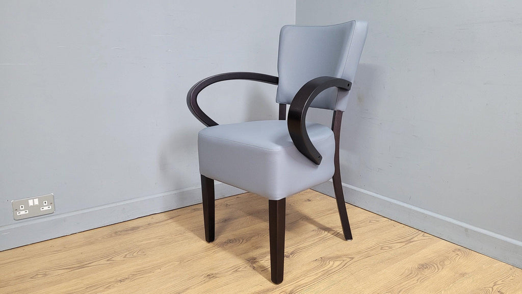Grey Faux Leather Seat Padded Armchair Ideal Bedroom Office Desk Chair