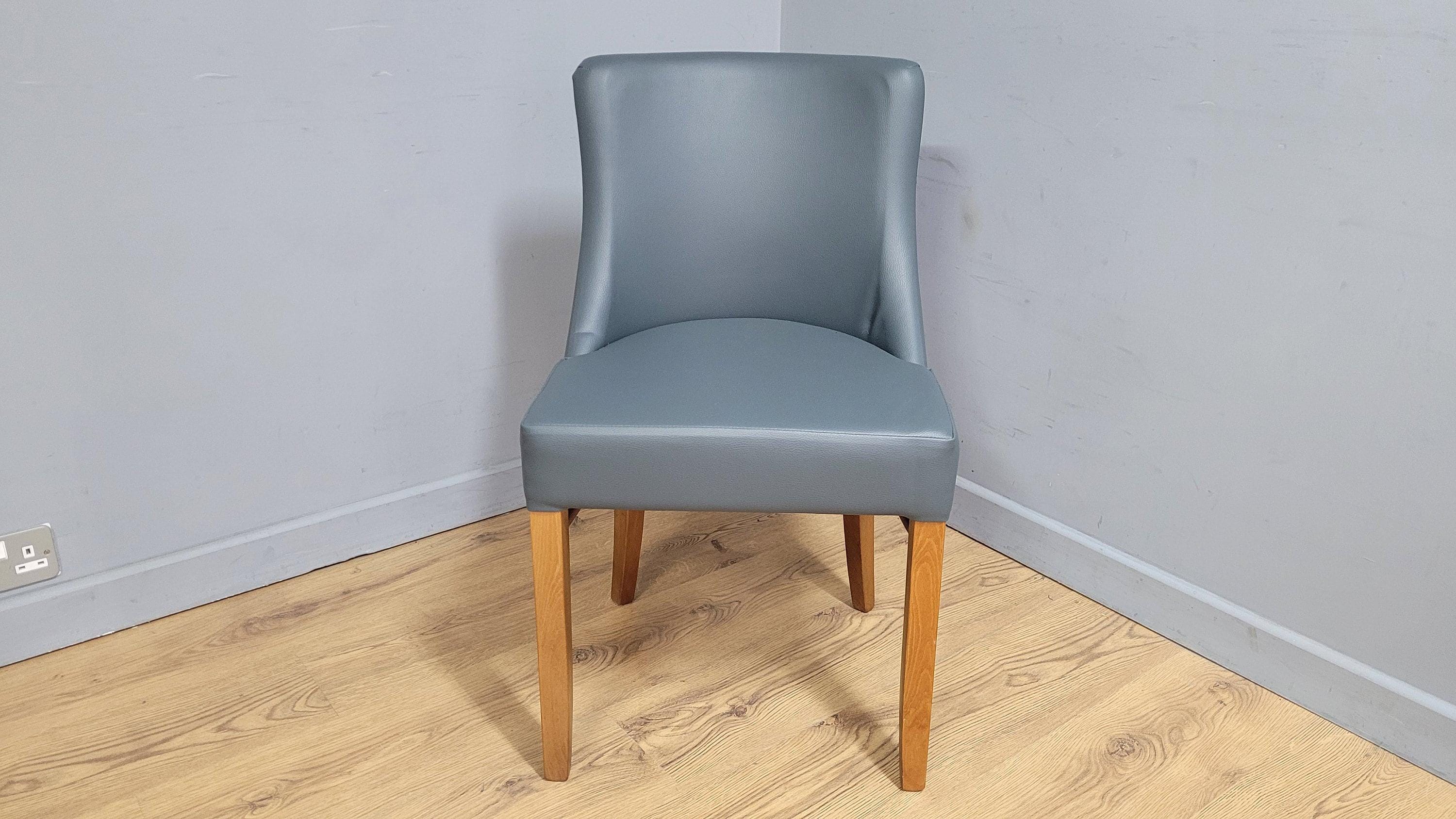 Embrace Oak Side Chair Grey Faux Leather Ideal Bedroom Office Desk Chair