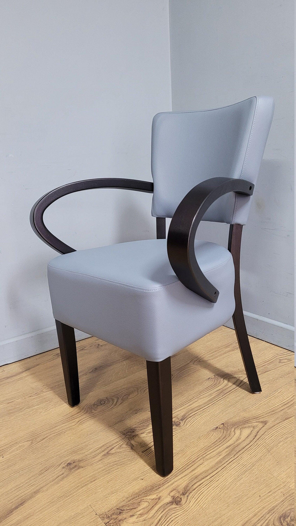 Grey Faux Leather Seat Padded Armchair Ideal Bedroom Office Desk Chair