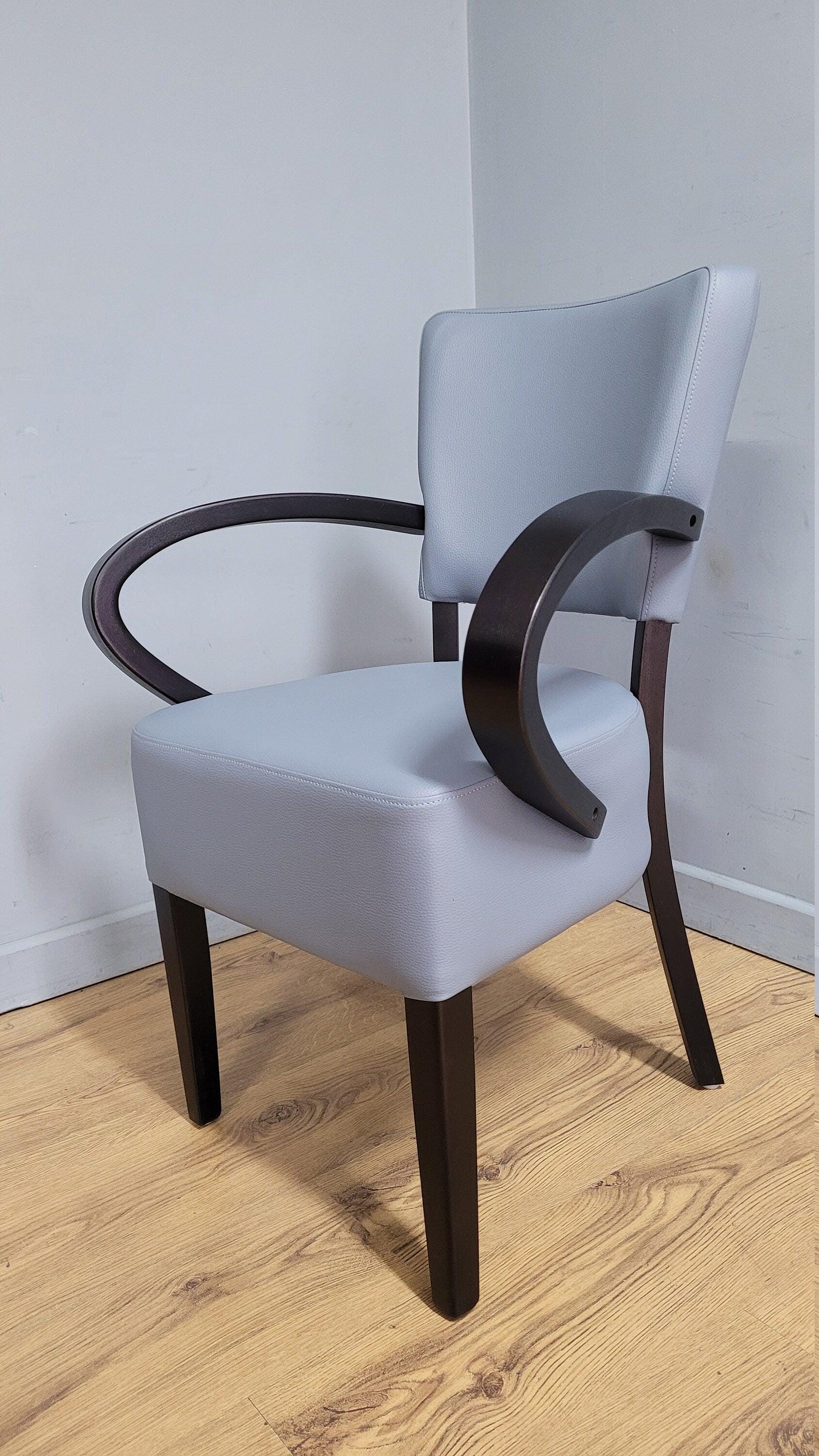 Grey Faux Leather Seat Padded Armchair Ideal Bedroom Office Desk Chair