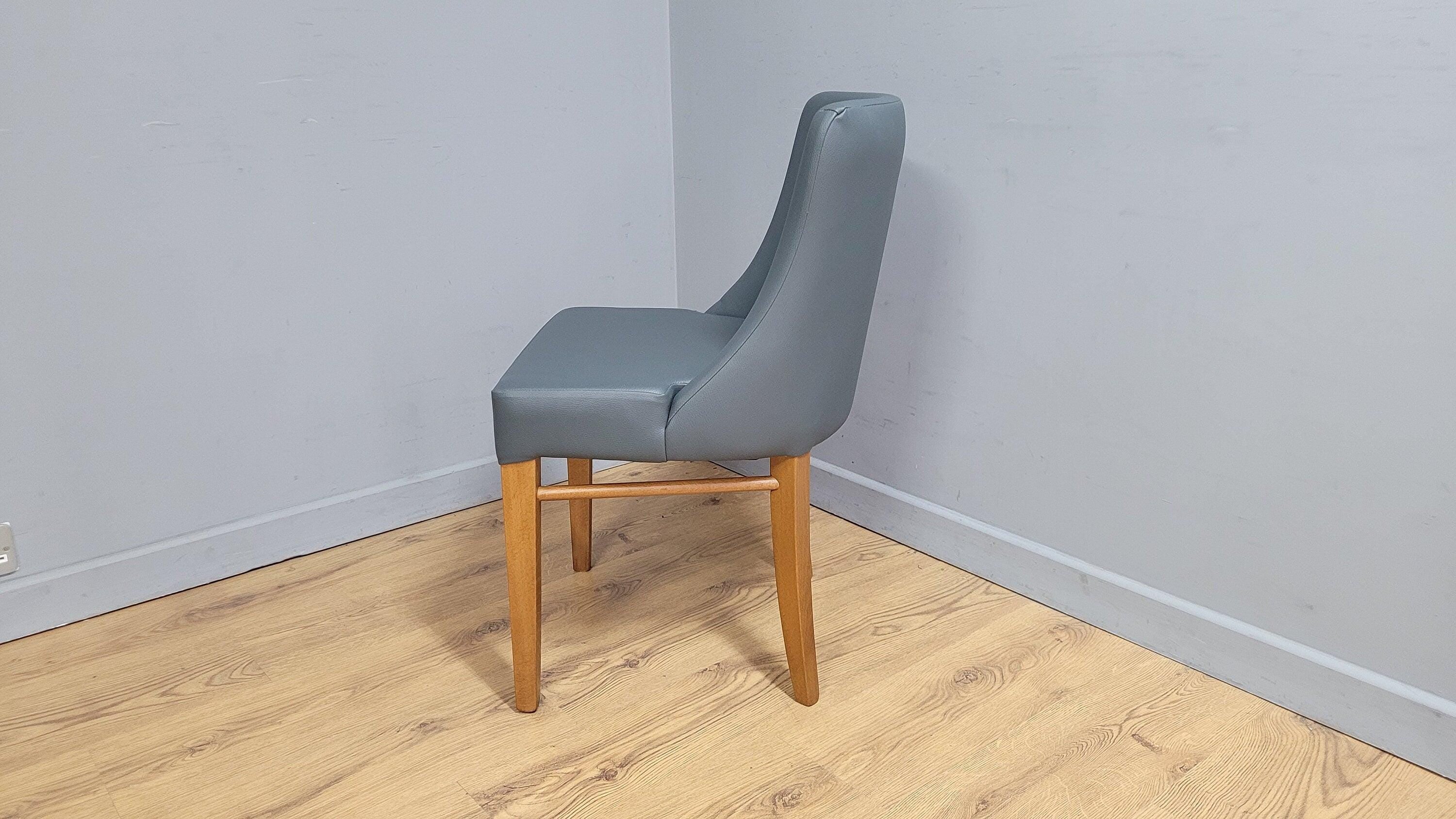 Embrace Oak Side Chair Grey Faux Leather Ideal Bedroom Office Desk Chair