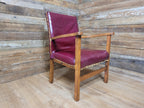 Vintage Oak Ox Blood Maroon PVC Vinyl Kinky Fun Chair