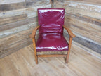 Vintage Oak Ox Blood Maroon PVC Vinyl Kinky Fun Chair