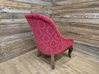 Antique Victorian Chesterfield Buttoned Spoon Back Nursing Chair Red Fabric