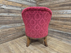 Antique Victorian Chesterfield Buttoned Spoon Back Nursing Chair Red Fabric