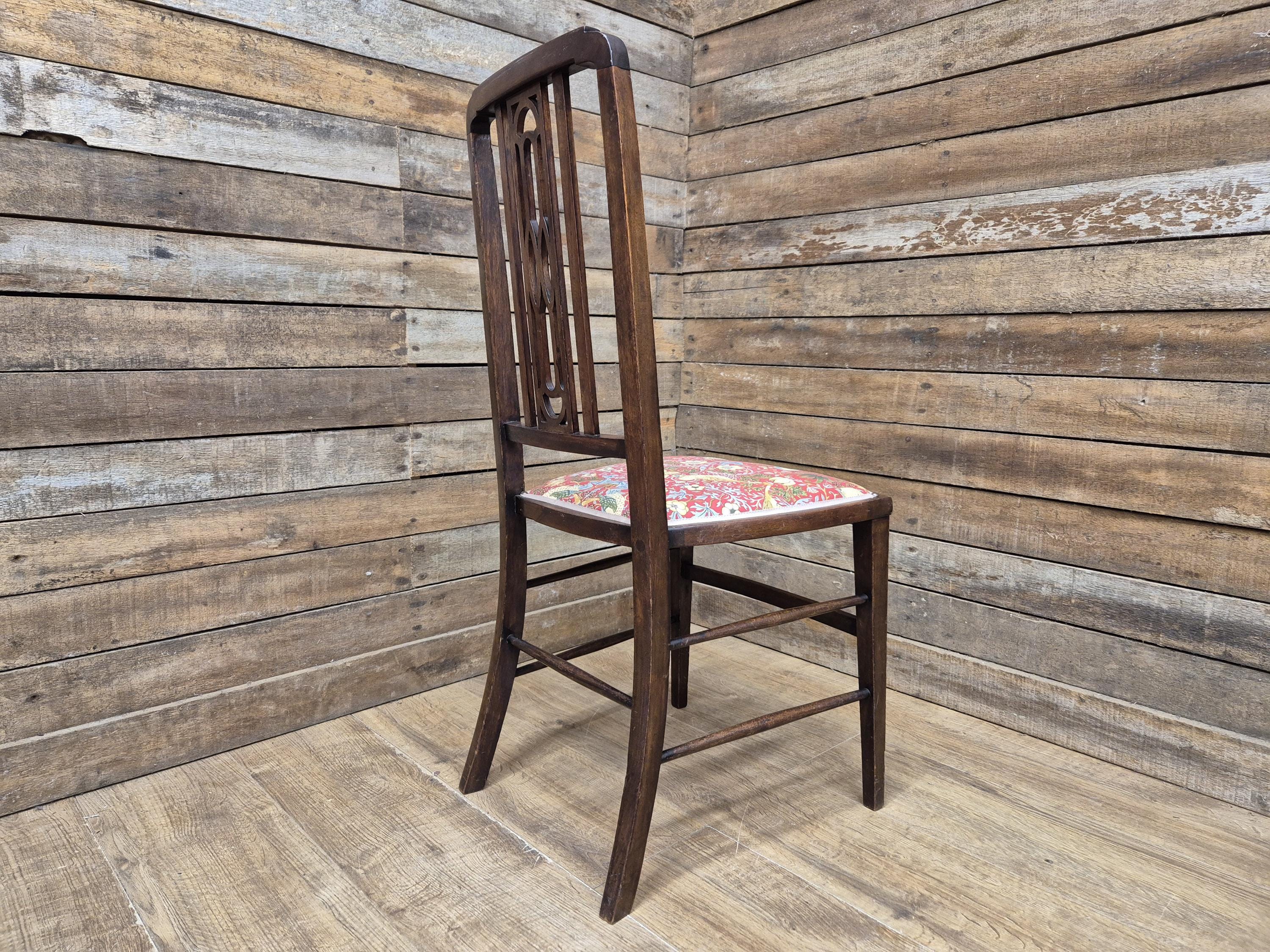 Edwardian Inlaid Framed Hall Bedroom Chair William Morris Strawberry Thief Pad