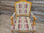 Vintage Italian Style Queen Back Open Arm Armchair Plaid Upholstery 2 Available