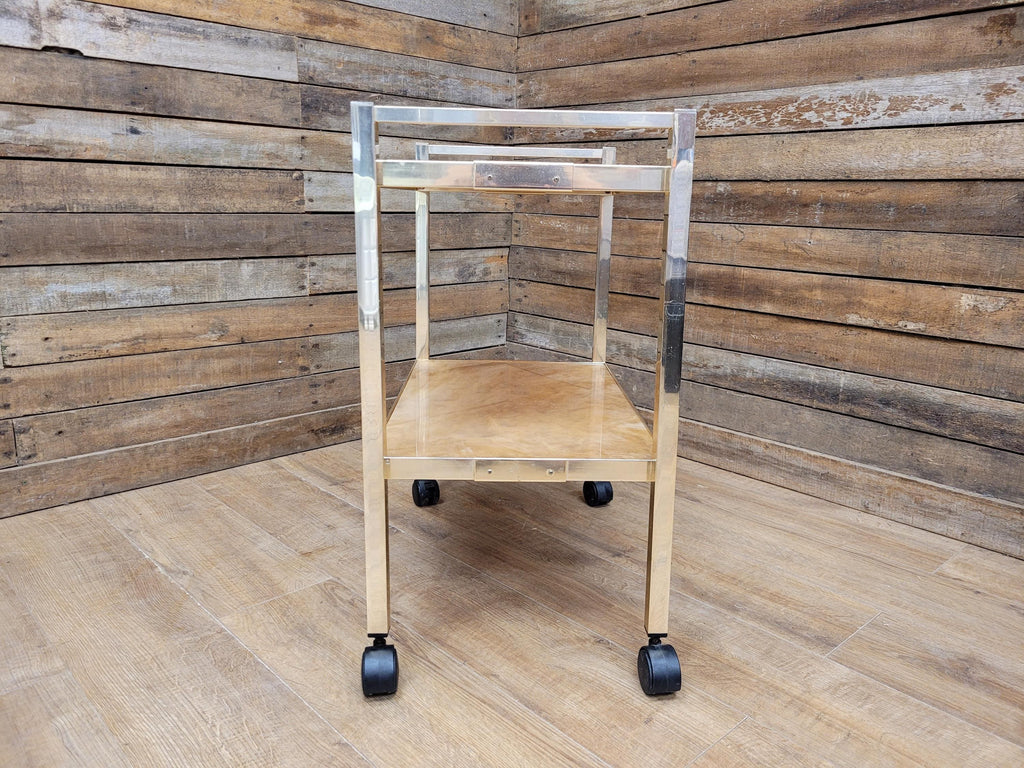 Mid Century Kitsch Marble Effect Two Tier Retro Drinks Trolley 1970s