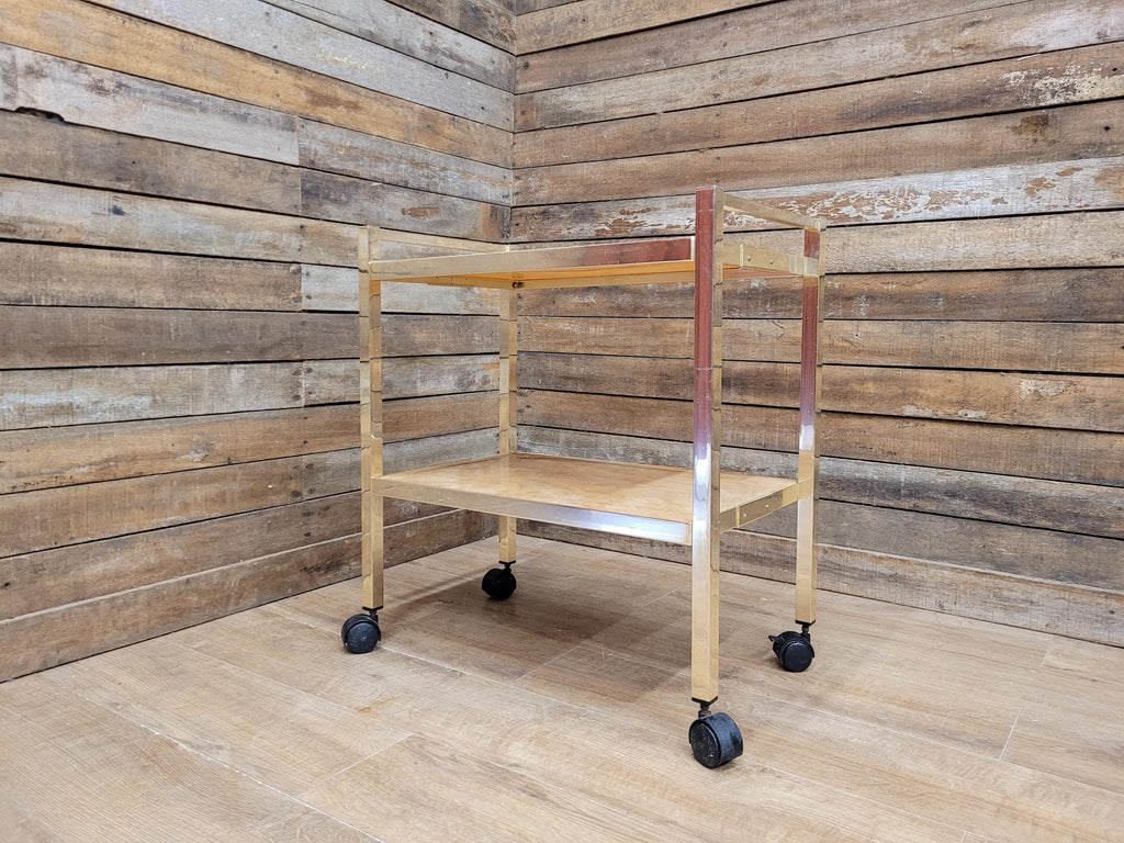 Mid Century Kitsch Marble Effect Two Tier Retro Drinks Trolley 1970s