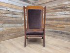 Antique Victorian Mahogany Slipper Chair with Brown Velour Upholstery