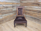Antique Victorian Mahogany Slipper Chair with Brown Velour Upholstery