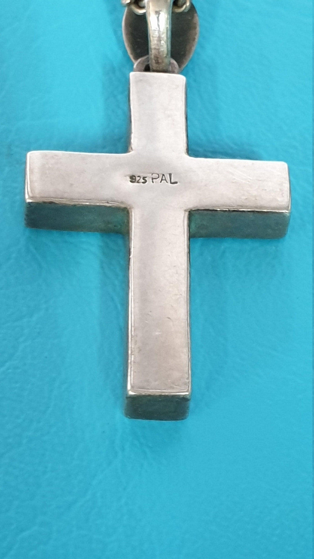 Vintage Silver Chunky Cross With White Stones Hallmarked 925, 18 Inch Chain