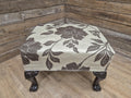 Vintage Country House Claw Ball Foot Rectangular Footstool Upholstered Pad