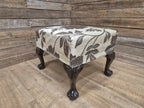 Vintage Country House Claw Ball Foot Rectangular Footstool Upholstered Pad