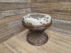Vintage Country House Rattan Cane Circular Footstool Upholstered Pad