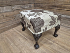 Vintage Country House Claw Ball Foot Rectangular Footstool Upholstered Pad