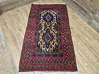 Vintage Hand-Knotted Wool Rug Traditional Style Carpet 190x110cm
