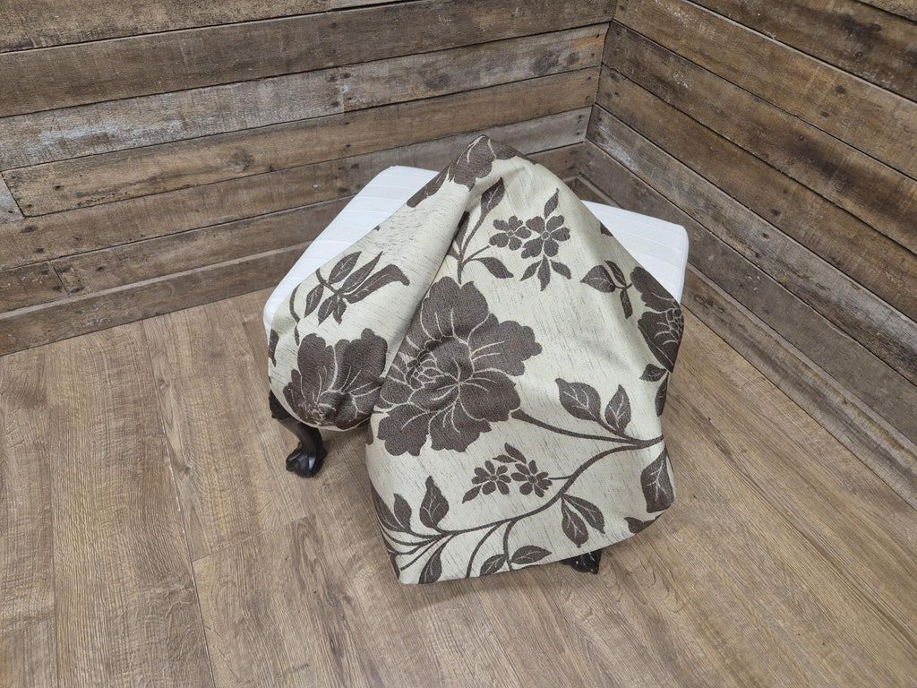 Vintage Country House Claw Ball Foot Rectangular Footstool Upholstered Pad