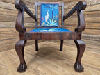 Antique Mahogany Framed Ball Claw Foot Armchair Upholstered In Designer Velvet
